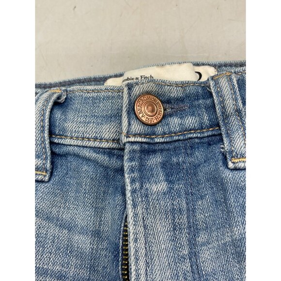 Abercrombie &amp; Fitch shorts high rise Medium blue wash folded bottom READ - Picture 4 of 8